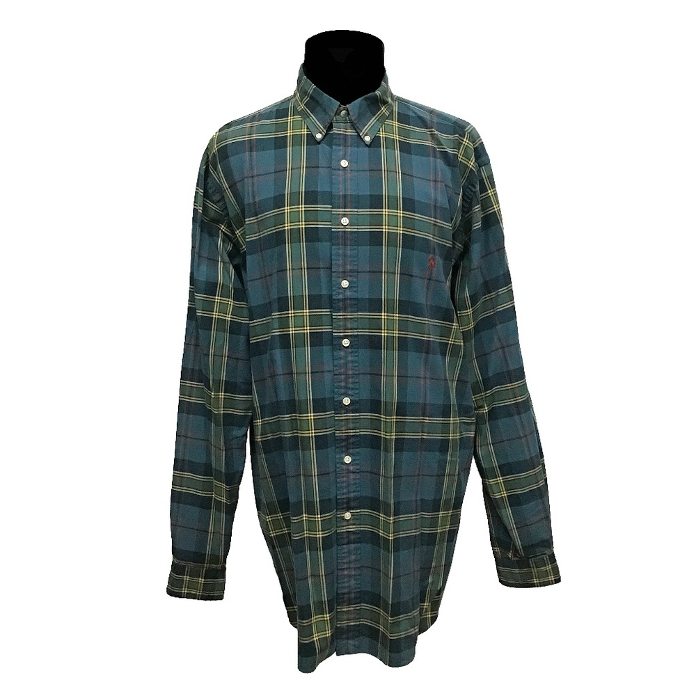 RALPH LAUREN MENS XLT GREEN PLAID CASUAL SHIRT